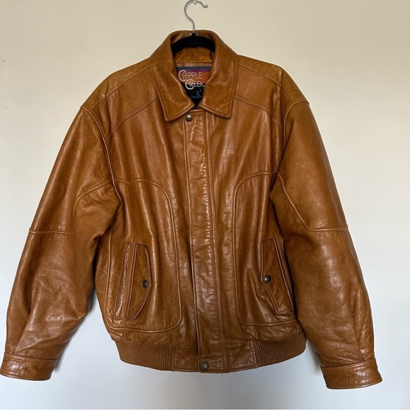 SOLD***Brown genuine leather bomber - Picture 1 of 3